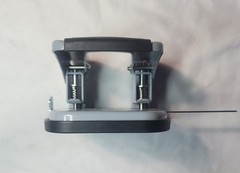 Metal Commercial Office Depot Gray 2 HOLE Punch With Paper Guide TESTED