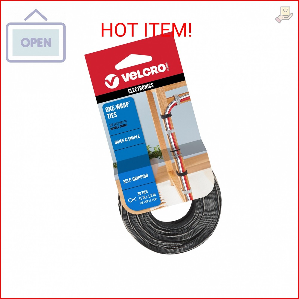 VELCRO Brand Extra-Long Reusable Cable Ties (15 inch) for Large Cable Bundles, M