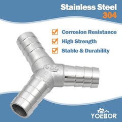 Metalwork 304 Stainless Steel Hose Barb Fitting Y Tee 3/8″ Barbed x 3/8″ Barb…