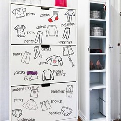 Removable Dresser Clothes Labels: Wardrobe Clothing 60.00X40.00X0.01CM, Multi