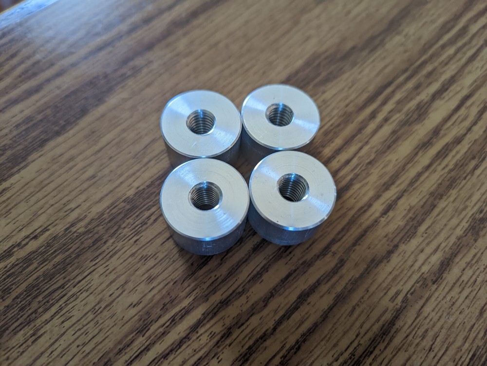 3/8-16 THREADED WELD BUNGS Stand-Off. 5/8 INCH LONG . ALUMINUM. 4 PIECES