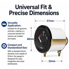 Precision 52mm Car Fuel Gauge with Integrated Sensor & Mounting Bracket for Easy