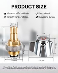 2-Pack Commercial Faucet Knob Handle & Valve Stem Replacement Kit – Brass Parts