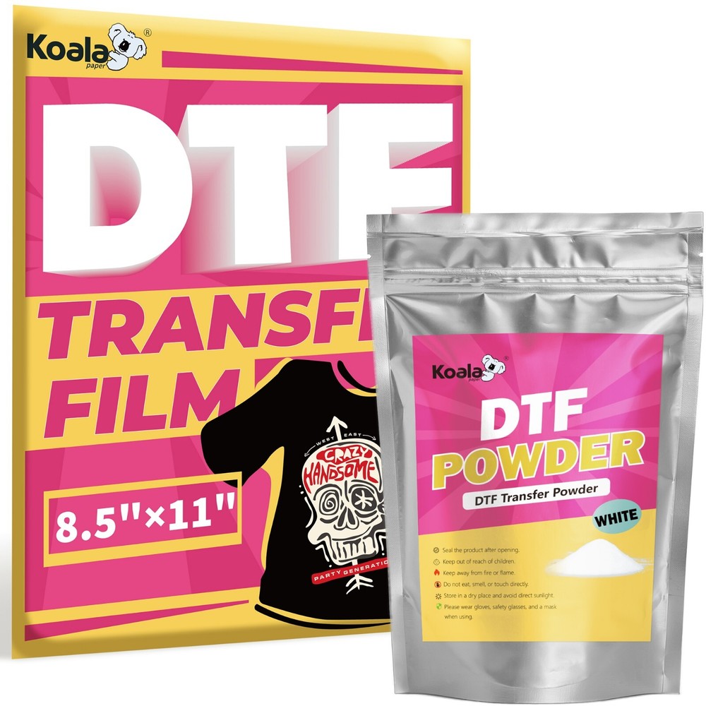 KOALA DTF Film Powder Bundle I DTF Paper 8.5×11 50PK + 2.2lb DTF Transfer Powder