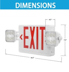 LED Exit Sign Emergency Light w/Battery Backup Double Adjustable Head