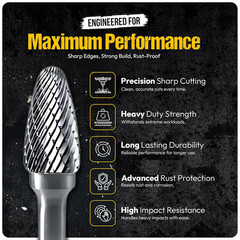 10Pcs Tungsten Carbide Burr Set 1/4″ Shank Double Cut Die Grinder Bits
