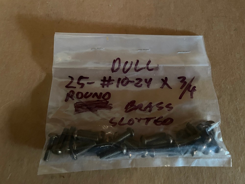 Vintage 10-24 x 3/4 Round Head Machine Screws Solid Brass Slotted 25 pcs