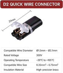 100pcs Double-Wire Plug-in Connector, Cable Clamp with Locking Buckle, AWG 18-22