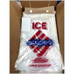 Ice Bags – 10 lb Wire Wicketed – Stripes – 1,000 Bags