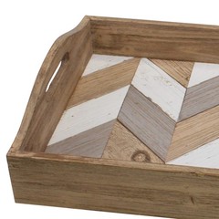 Stonebriar Decorative Rectangle Multicolor Chevron Wood Tray Handles 18 X 12