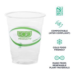 ECO PRODUCTS GreenStripe Clear Compostable 7oz PLA Plastic Cups, 7oz,
