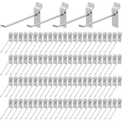 Polmart 10 Inch Heavy Duty Slatwall Panel Hooks Silver 96 Pack