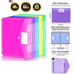 Binder Pocket, 10 Pack Super Heavyweight Plastic Folders with Tight Closure, …
