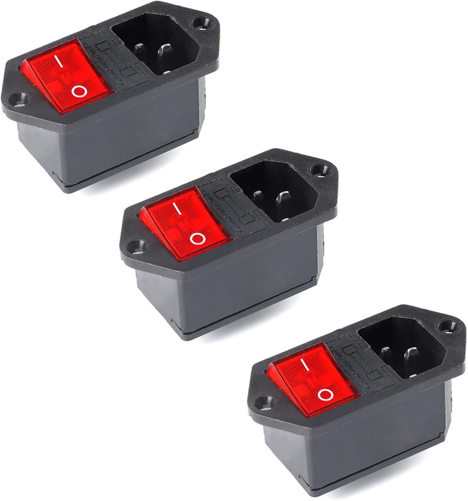 3Pcs AC-14-F16C Electrical Switch Power Socket with KCD4 10A Fuse 3 in 1 Inte…