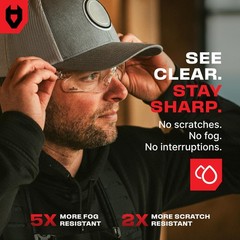 NoCry Clear Safety Glasses for Men and Women with One Size, Black & Red