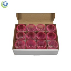 GLASS DAPPEN DISH PINK COATED ACRYLIC HOLDER CONTAINER DENTAL COSMETOLOGY 12/PCS