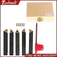 Findmall 5x 3/8″ Lathe Indexable Carbide Insert + Turning Tooling Bit Holder Set