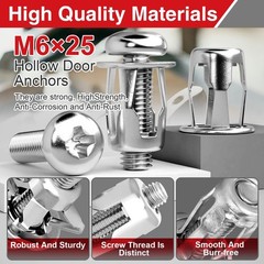 Neprift 20Pcs M6 x 25mm Hollow Door Anchors, Metal Molly Bolts with Screws fo…