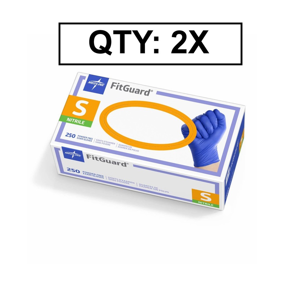 *DIRECT* Medline FitGuard Nitrile Exam Gloves, Size Small, Count – 250 QTY 2 BOX