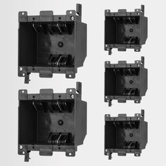 5 Pack 2-Gang Black Old Work Electrical Box, PVC, 25 Cu In, ETL, Retrofit