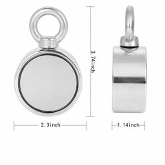 2Pcs 450LBS Fishing Magnet Super Strong Neodymium Pull Force Treasure Hunt Round