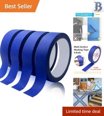 4 Rolls Blue Painters Tape, 0.94in x 22yd, Perfect for Crafts and Wall Painting