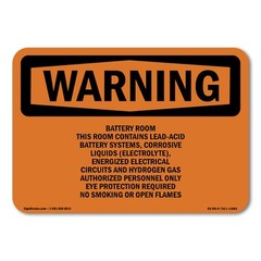 Battery Room This Room Contains Lead-Acid ANSI Warning Sign Metal Plastic Decal