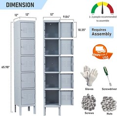 Metal Lockers Storage Cabinet w/Lock Door for Office School Gym Hotel Employees