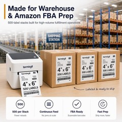 4×6 Thermal Labels 500 Fanfold – Rollo – 1 Stack | 500 Labels, White