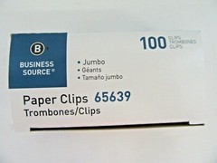 2 boxes of 100 (200) Business Source Paper Clips Jumbo .041 Wire Gauge Silver