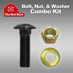 (5) 5/8-11×3-1/2 Grade 8 Full Thread Carriage Bolts, Hex Nuts, & Washers