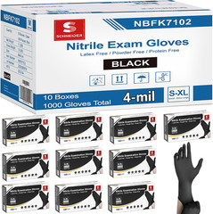Schneider Medical Nitrile Exam Gloves, 4 Mil Black Gloves Disposable Latex Free