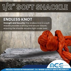 2 PC 1/2” x 22” Synthetic Soft Shackle Tow Rope Recovery Strap 37,400LBS