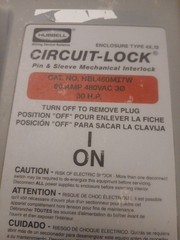 Hubbell HBL460MI7W 60-Amp Circuit Lock Mechanical Interlock 480V 60A As Picture