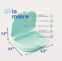 LA MIERE Retainer Case Wheat Straw Denture Case, Standard, Celery Green