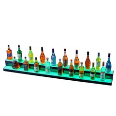 VEVOR60″ 2-Step LED Lighted Liquor Bottle Display Bar Shelf RF & App Control