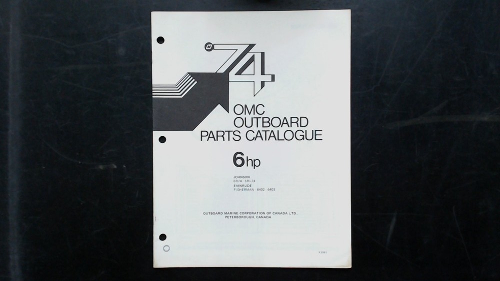 OMC 6hp Outboard Parts Catalogue 6RL74 Johnson Evinrude 74 Model