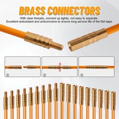 50FT Fiberglass Wire Pulling Rods – Electrical Cable Fishing Tools Kit with Atta