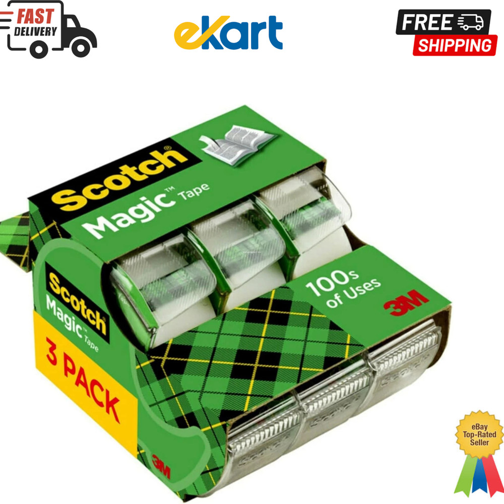 Scotch Magic Tape, 3 Dispensered Rolls, Numerous Applications, 3/4 x 300 Inches