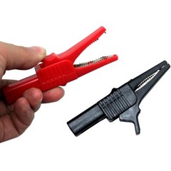 one Black/Red large crocodile clips Safety Sliver plated alligator clip 27262