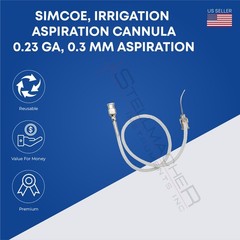 Simcoe Irrigation Aspiration Cannula 23ga 0.3mm Aspirating Stainless Steel Hub
