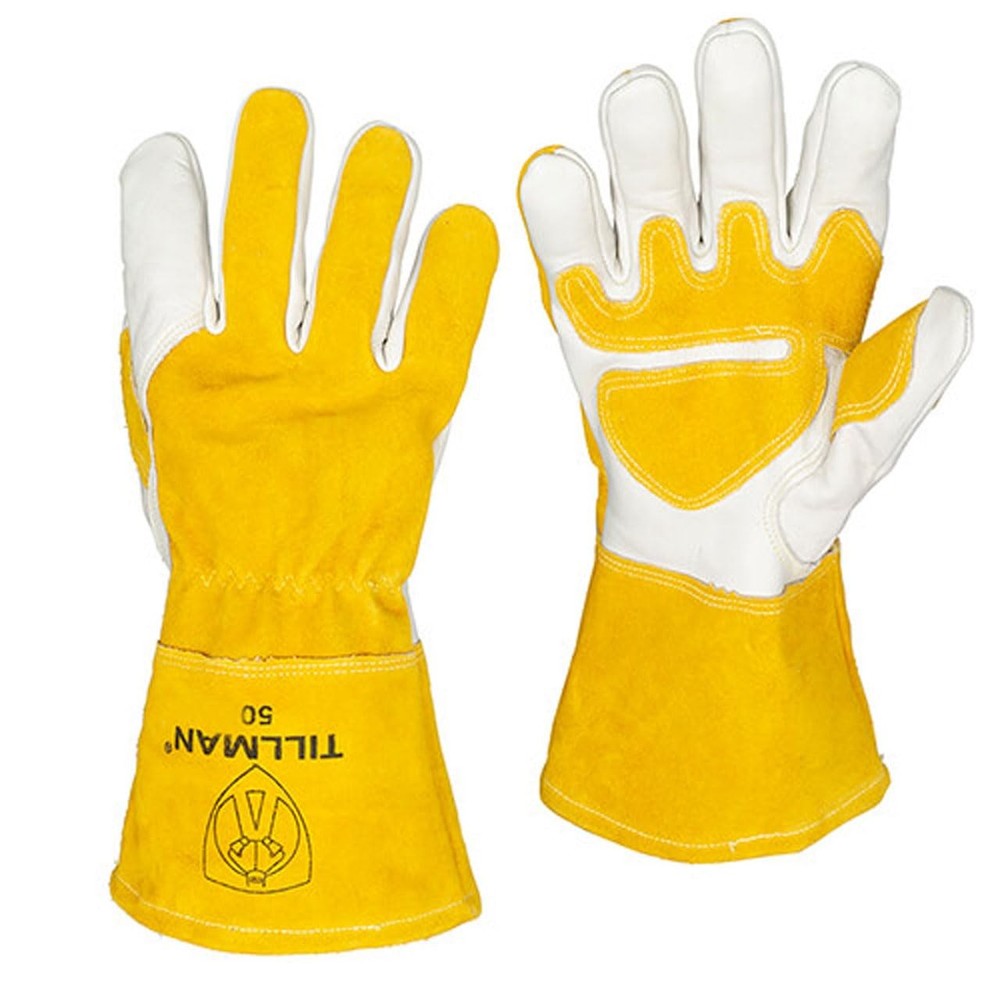 50 Welding Gloves, Gauntlet Cuff, Wing Thumb, Premium Cowhide, XL, 1 PR 50XL …