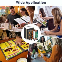 WeChef 20 Pack 8.5″x14″ 4 Page 8 View Menu Covers Black Trim Restaurant Cafe