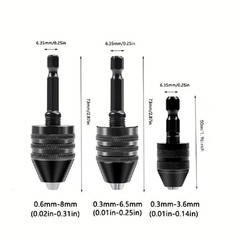 Mini ( 0.3mm to 3.6mm) Keyless Drill Chuck with 1/4″ Hex Shank Adapter – J016