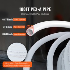VEVOR 3/4” x 100ft White PEX-A Tubing/Pipe for Potable Water with Pipe Cutter