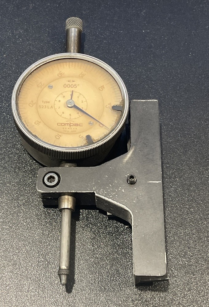 COMPAC TYPE 523 L A DIAL INDICATOR .0005″ Swiss Made with Stem-mount CLAMP
