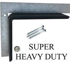 Heavy Duty L Brackets Black Steel 6×8 Inch Hidden Countertop Support 3/8 In