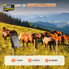 10-Mile Solar Electric Fence Charger 0.18 Joule Day/Night Mode for Livestock