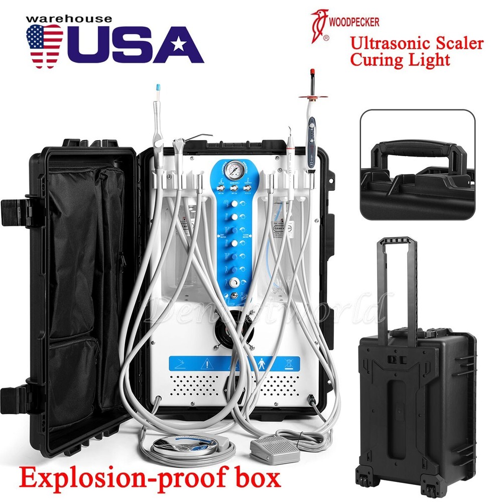Portable Dental Unit System Built-in Air Compressor Ultrasonic Scaler Curing