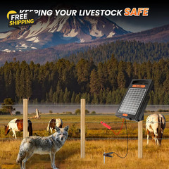10-Mile Solar Electric Fence Charger 0.18 Joule Day/Night Mode for Livestock
